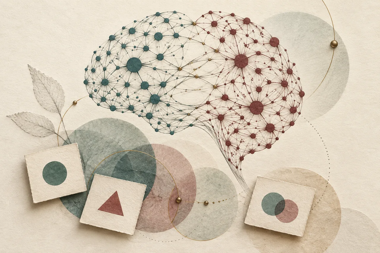 Two connected networks and overlapping forms representing language and cognition